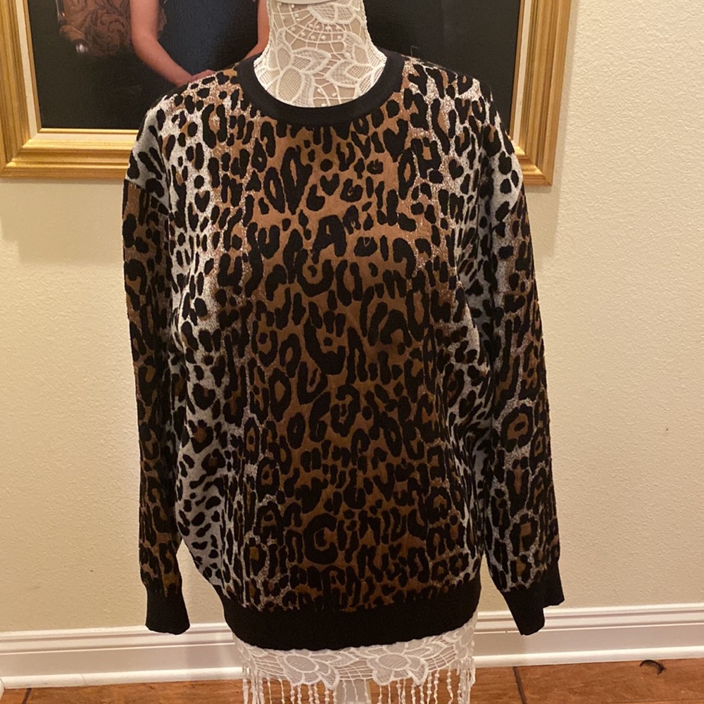 Stella McCartney Leopard Sweater, Size 46